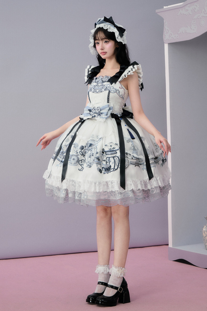 Chinese-style Design Flutter Sleeve Lolita Dress + Ribbon
