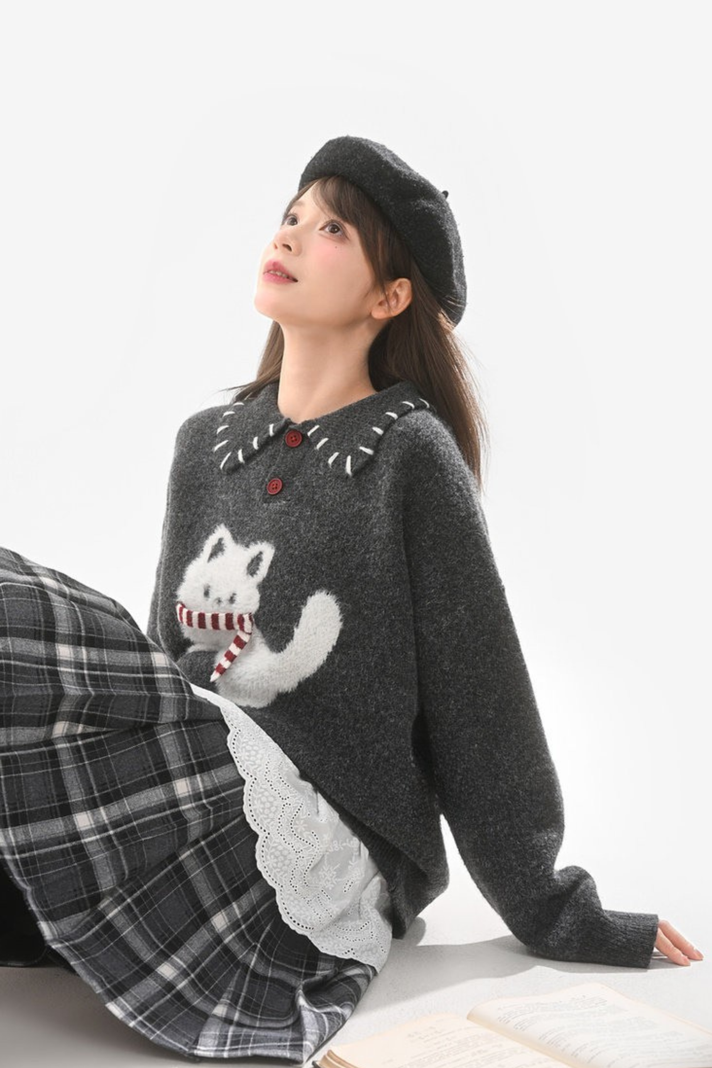 Cat Knit Sweater + Snowflake Cardigan