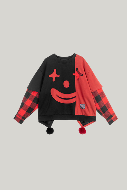 Playful Color Devil Loose Block Top + Checkered Skirt