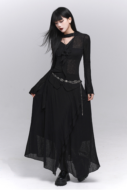 Dark Top + Long Skirt