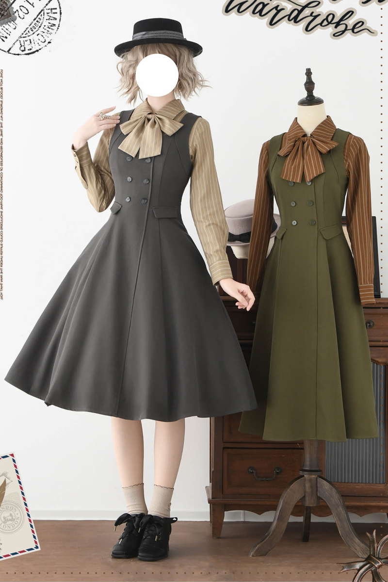 British Style Retro Sleeveless Dress