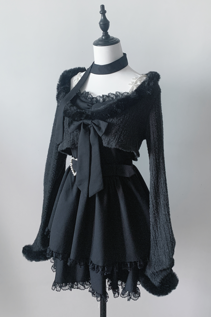 Jirai Suspender Skirt + Short Cardigan