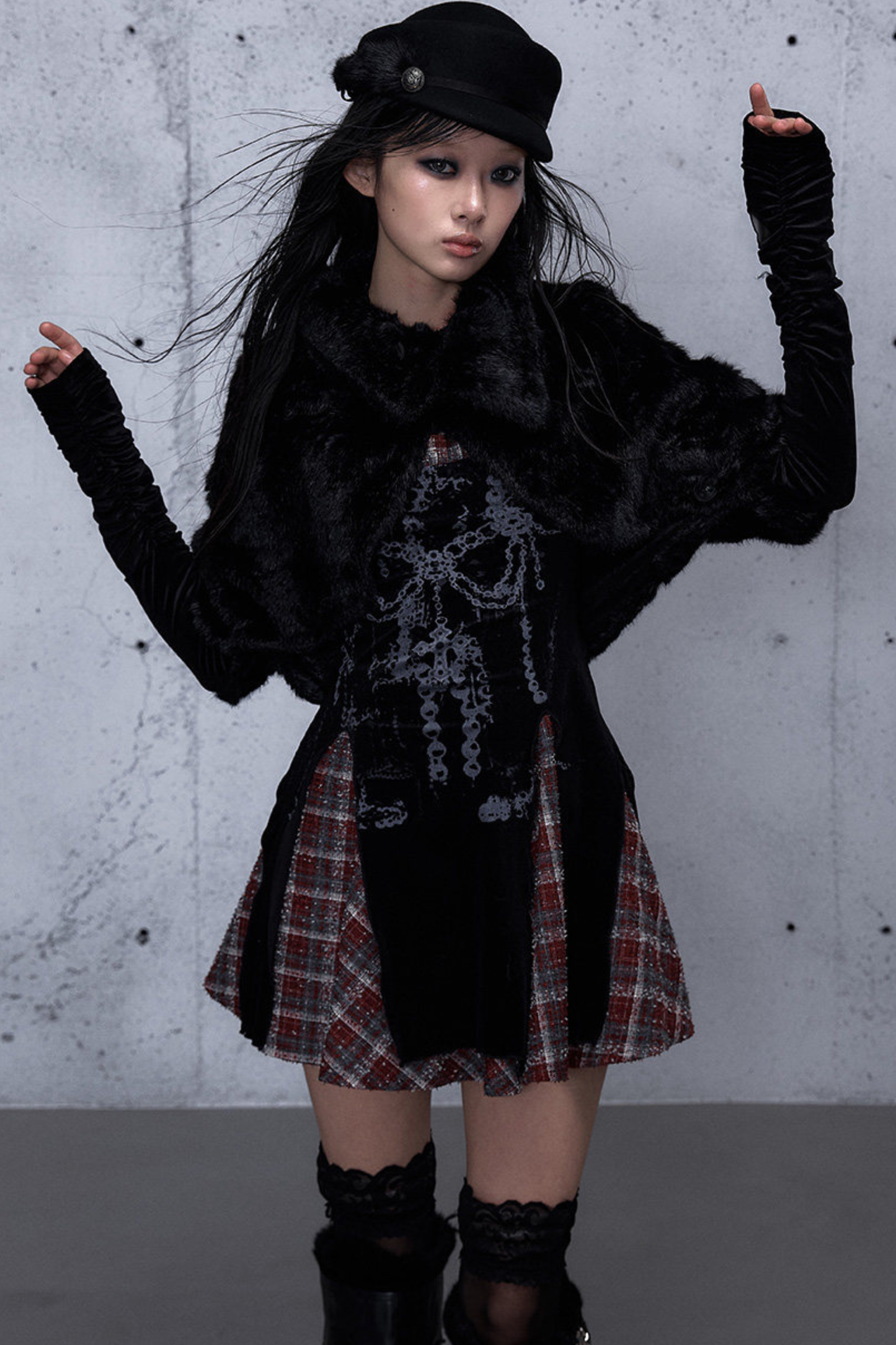 Baroque Velvet Plaid Dress