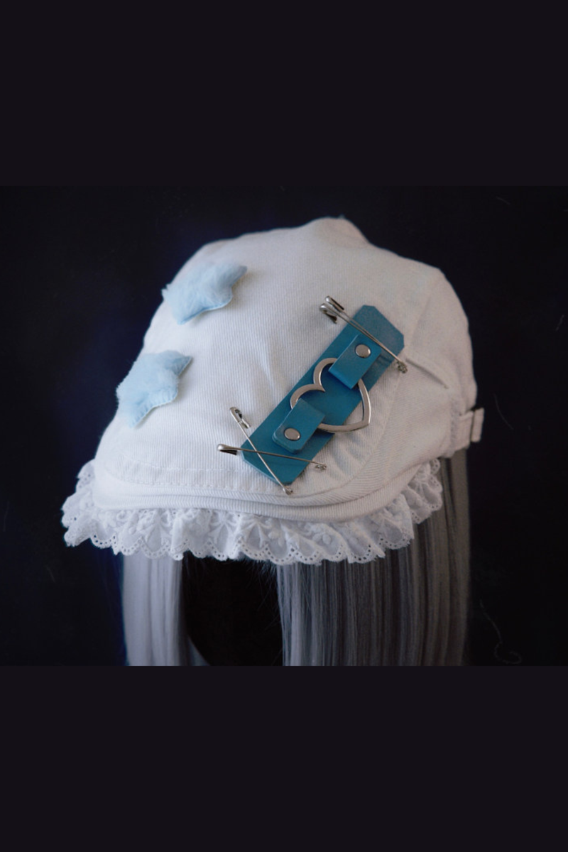 Denim Love Leather Buckle Cloud Hat Beret