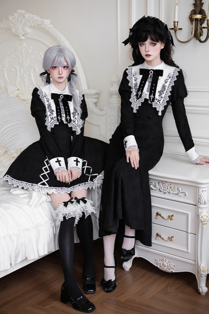 Mermaid Dress + Lace-up Short Dress + Cloak + Collar + Ribbon Brooch