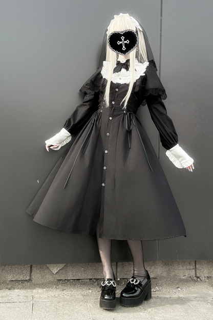 Gothic Layered Lace Long Dress