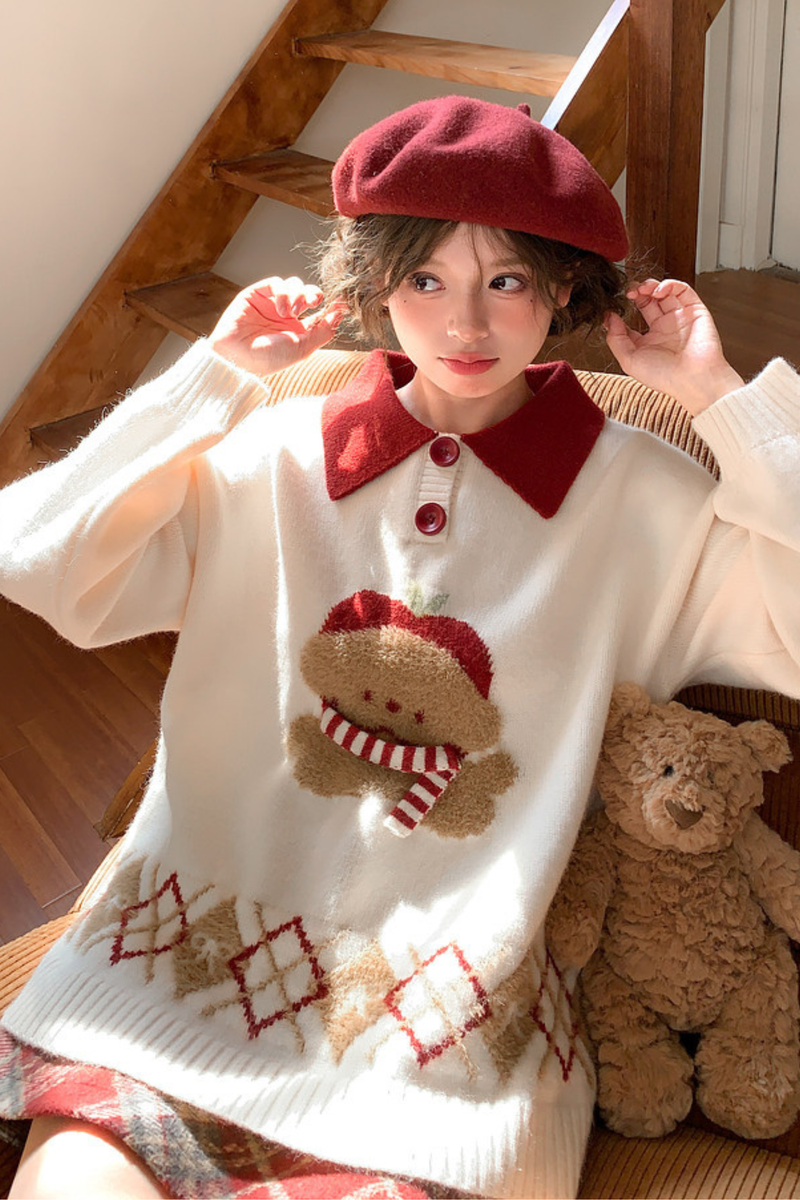Animal Knit Polo Sweater + Cardigan