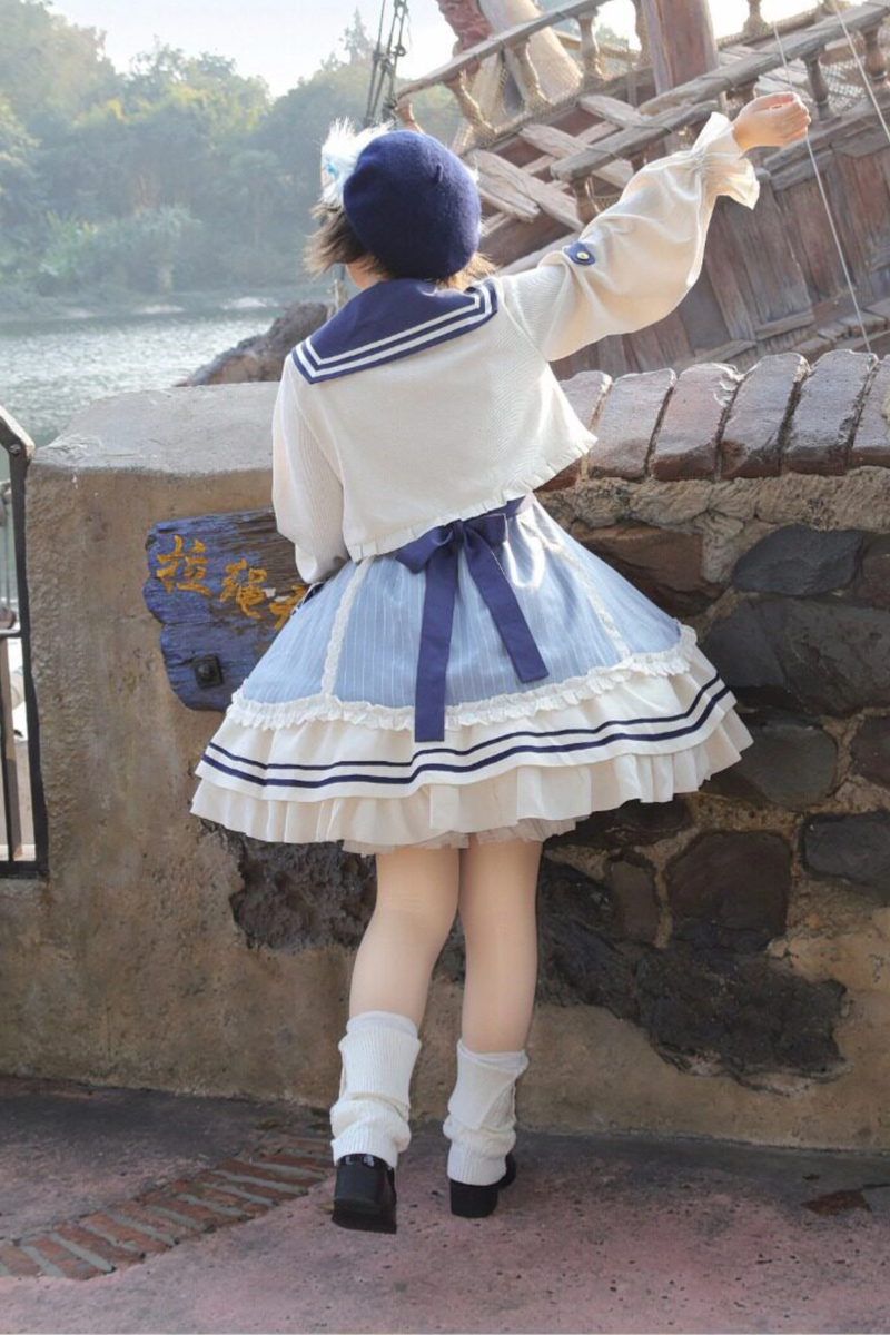 Candy Sailor Jacket + Jumper Skirt + Cat Hat + Headband