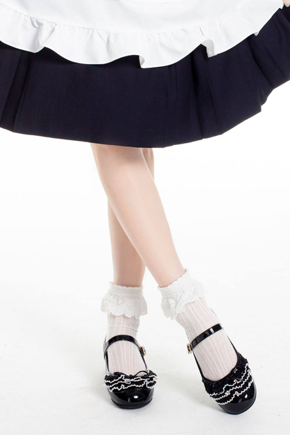 Satin Lace Bow Mary Jane Shoes