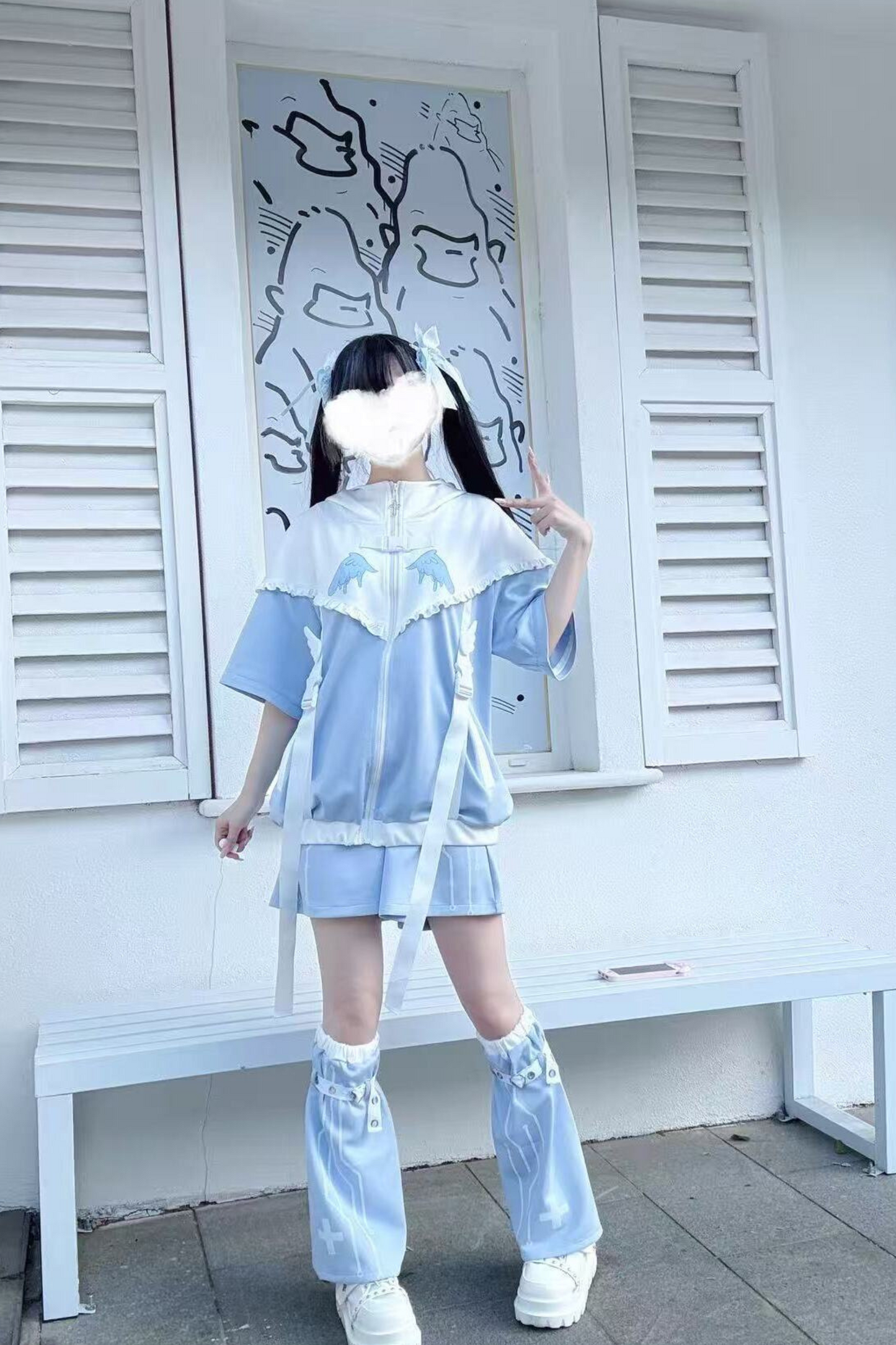 Aqua Angelic Subculture Hoodie Jacket + Pants + Leg Cover