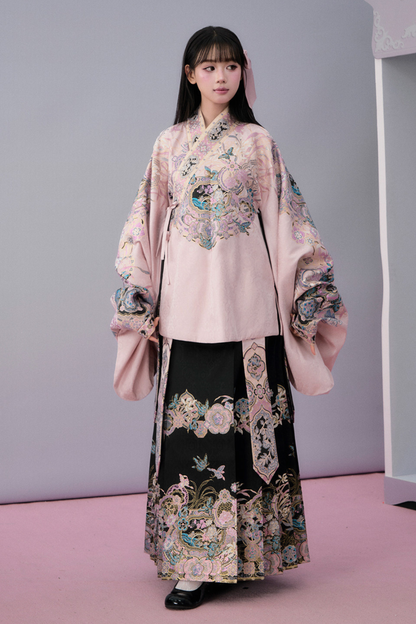 Sweet Chinese-style Jacket + Pleated Skirt + Accessories