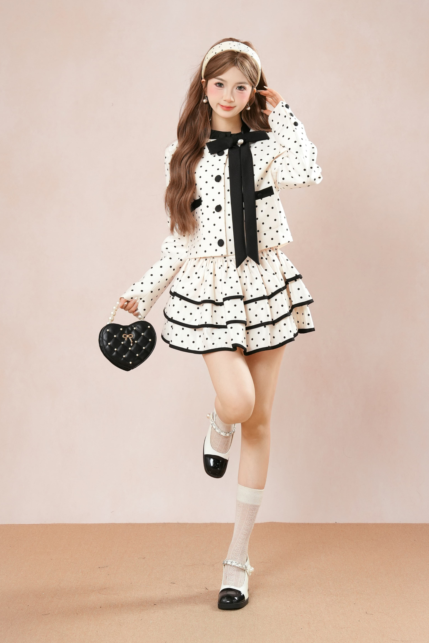 French Dot Jacket + Tiered Skirt