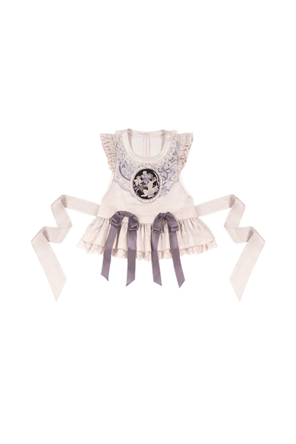 Chinese-style Ruffle Dress + Vest + Headband