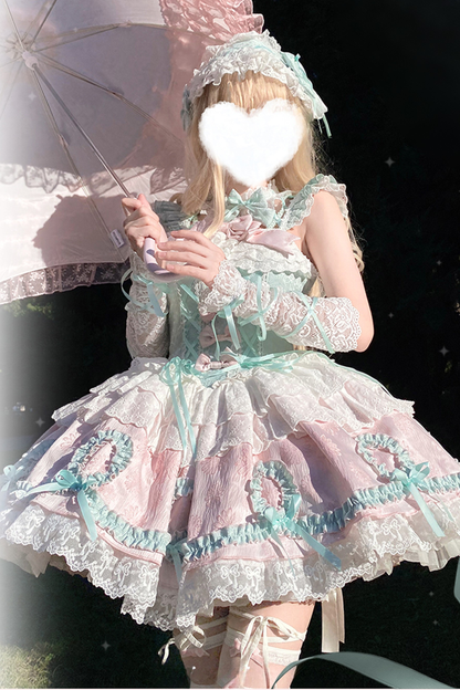 Butterfly Princess Lolita Dress + Petticoat + Clip + Ruffle Sleeve Shirt