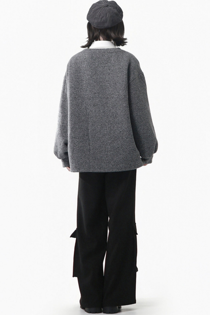 Gray Winter Preppy College Long Top + Short Top + Skirt + Pants + Shirt