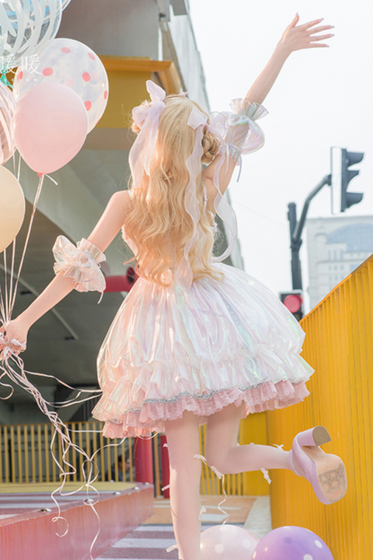 Candy Pop Balloon Lolita Jumperskirt + Pearl Necklace
