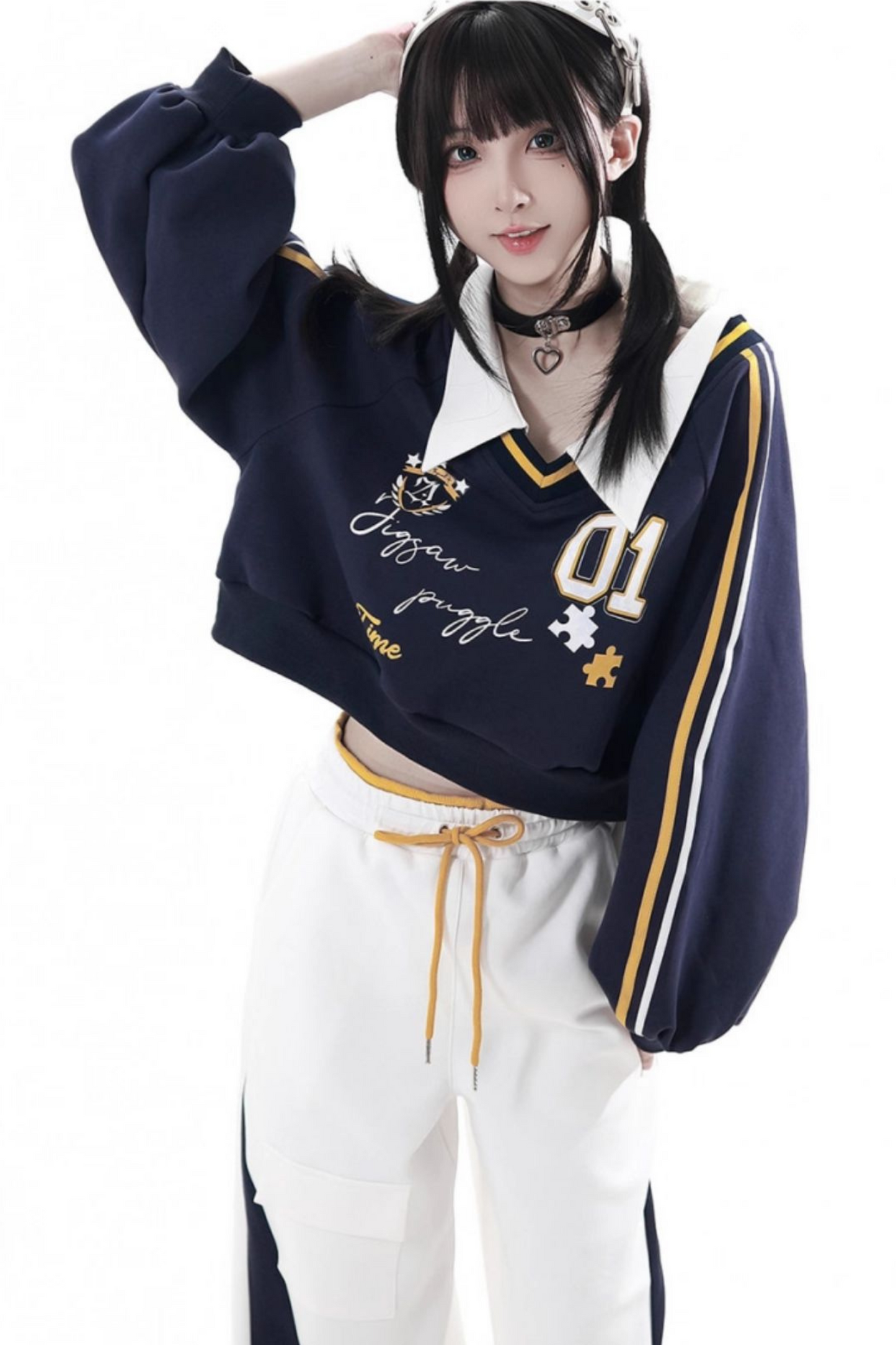 College Blue Jacket + Hoodie Dress + Pants + Sweat
