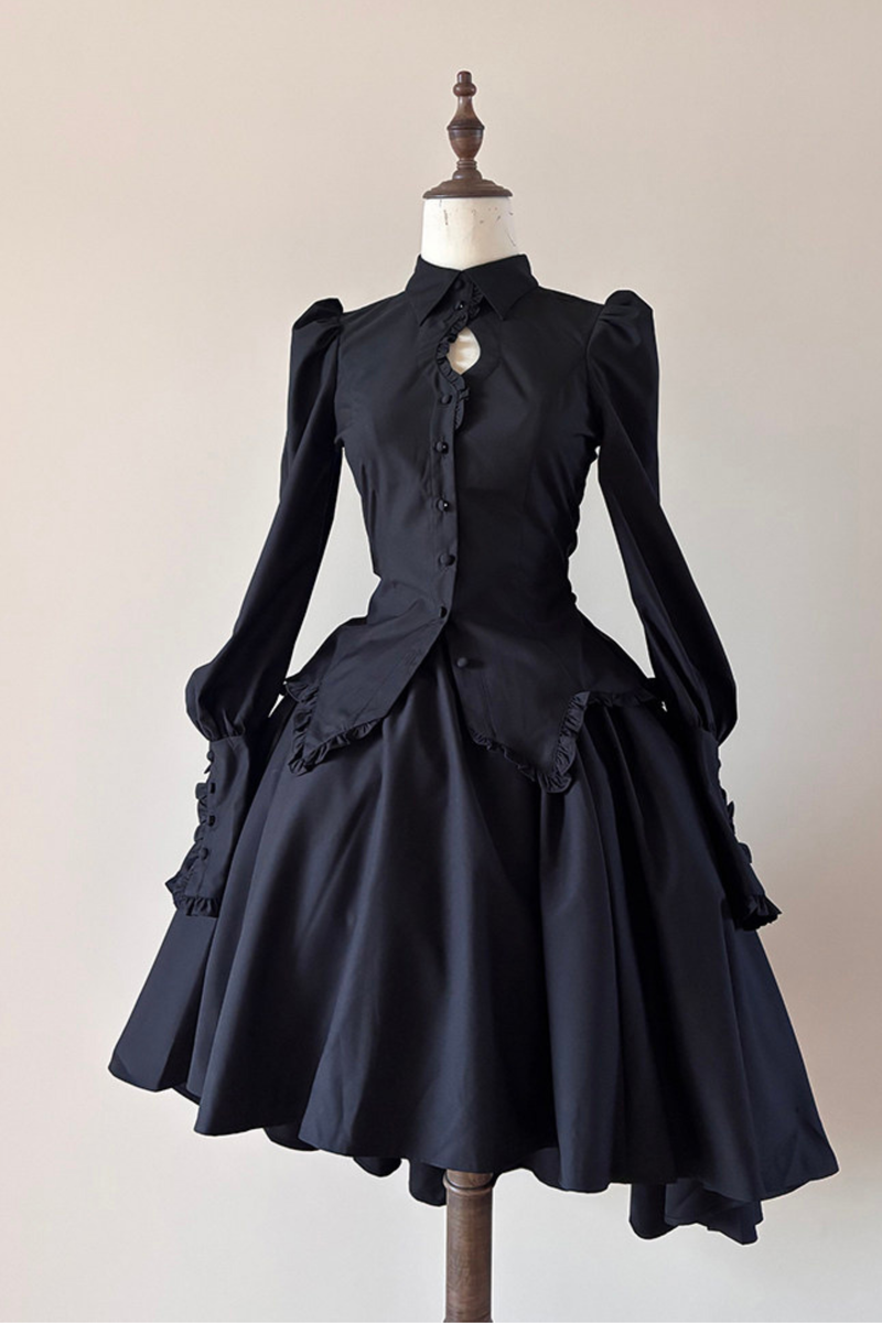 Gothic Puff Shoulder Blouse + Skirt