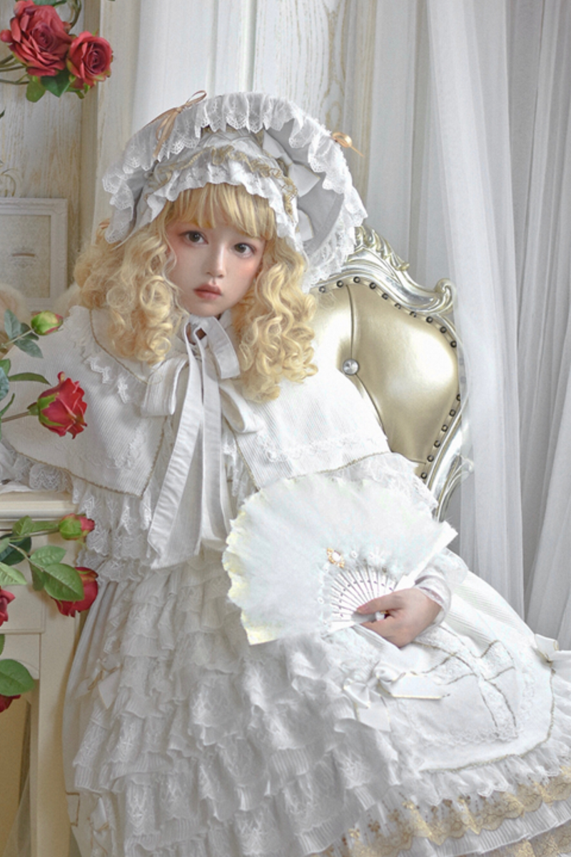 Gothic Doll Lace Jumperskirt + Baby Cap + Hairband + Shawl