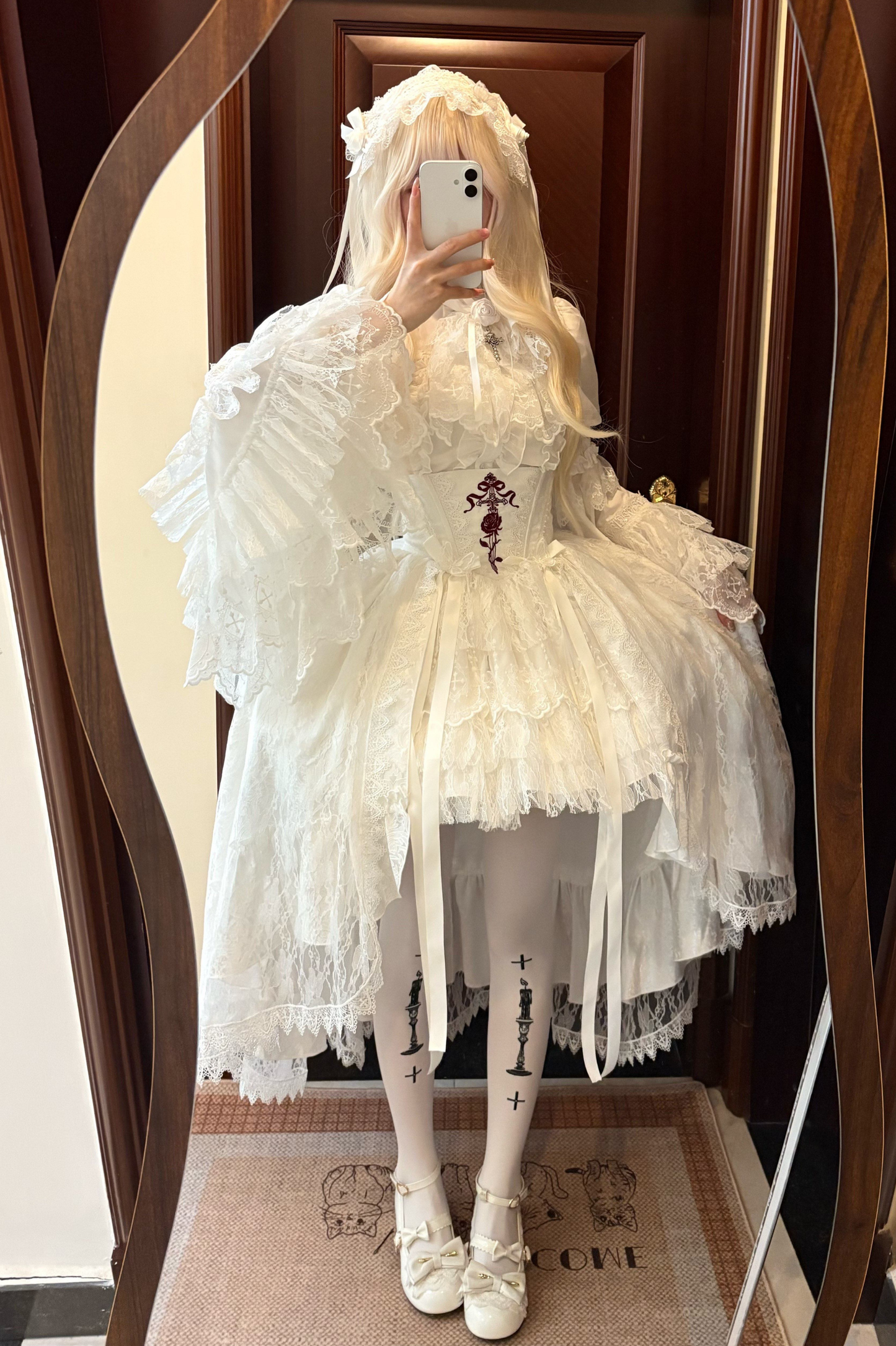 [pre-order Deadline: March 18] Dark Gothic Lolita Skirt + Shirt + Headband + Hat + Sleeve