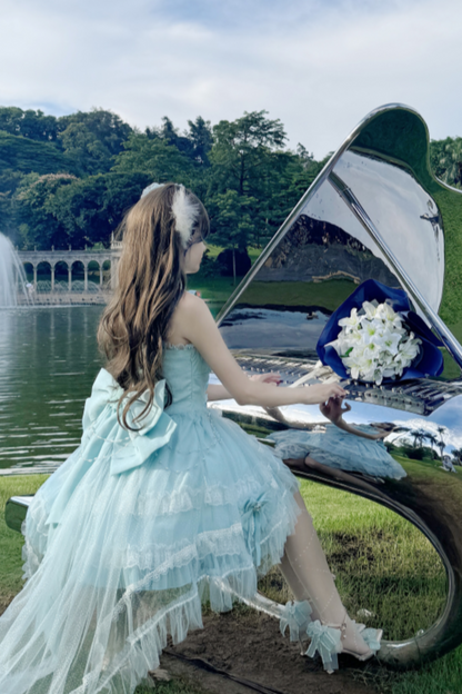 Tube Top Lolita Dress + Sleeves + Head Accessory