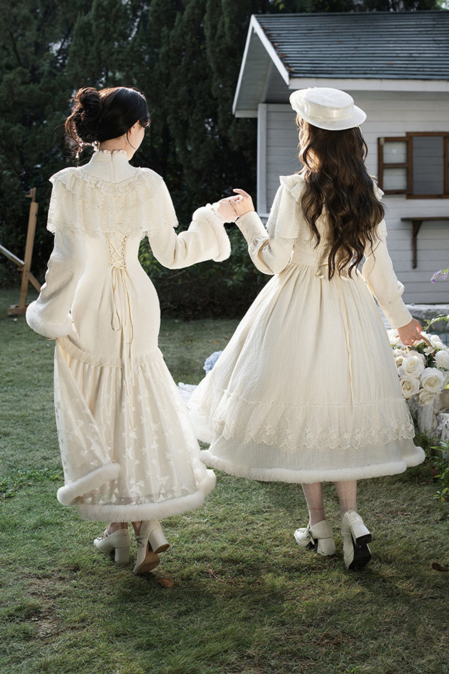 Red Snow Fishtail Dress + Flare Dress + Hat + Clip
