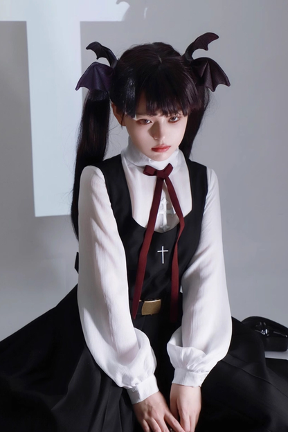 Gothic School Mantle + Top + Vest Dress