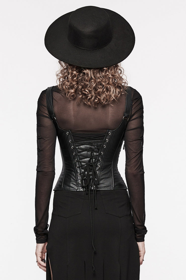 Black Stitching Lace Lace-up Underbust Gothic Corset