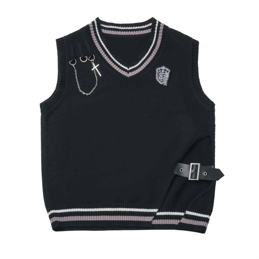Dark Knight College Vest + Shirt + Suspender Skirt + Pants + Tie