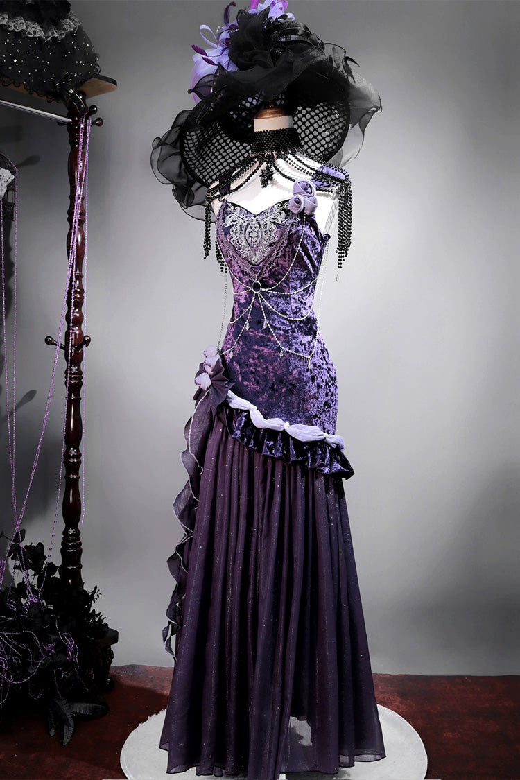 Purple [mysterious Nocturne] Embroidery Bowknot Lace Classic Lolita Jsk Dress