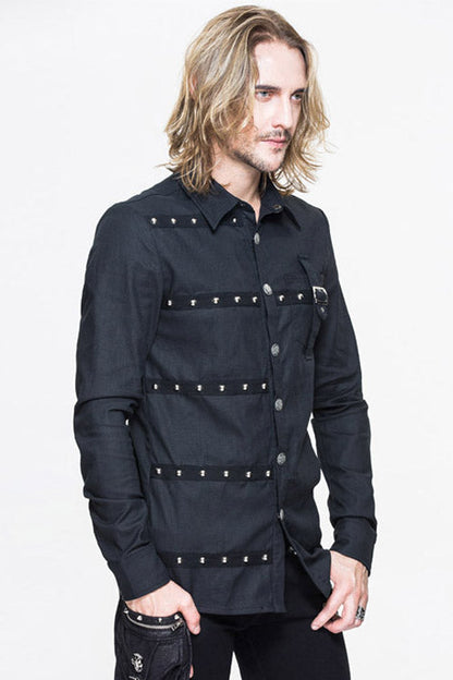 Black Cotton Long Sleeves Punk Blouse