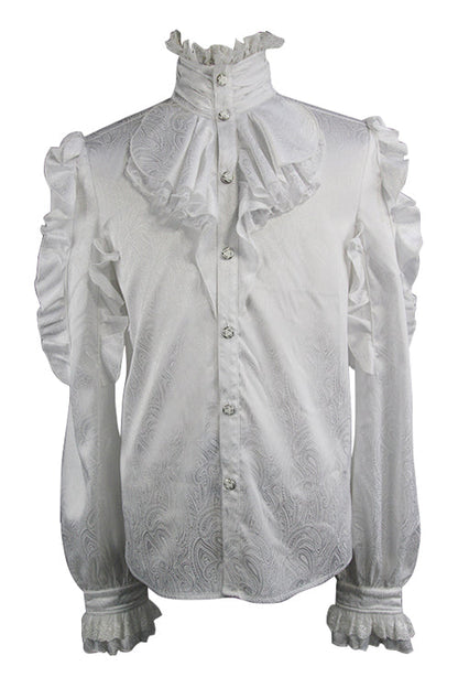 White Vampire Ruffled Sleeves Gothic Blouse