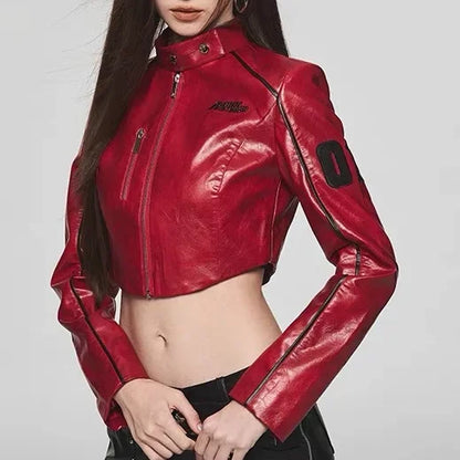 Motorcycle Leather Jacket Red