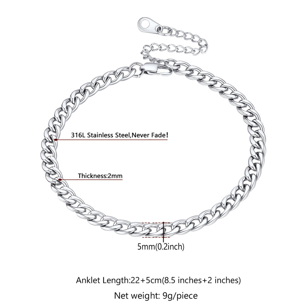 Cuban Chain Anklet for or Beach Foot Jewelry