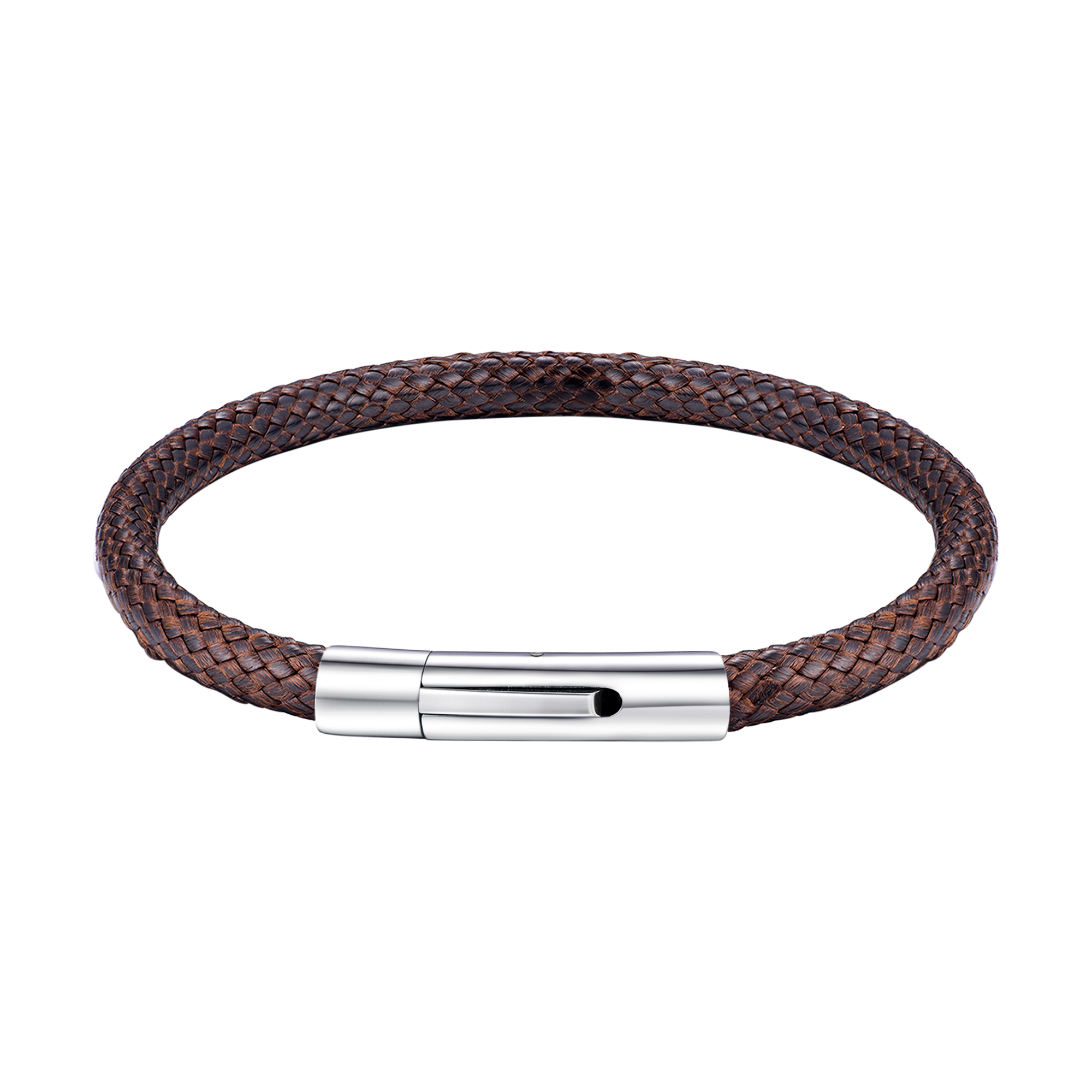 Clasp Braided Genuine Leather Bracelet for