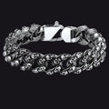 Chunky Heavy Skull Cuban Link Chain Bracelet for , 16mm Width