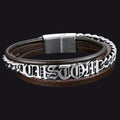 Customized Names Layer Braided Leather Bracelet for Father