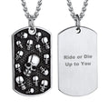 Engraved Multi Skull Dog Tag Necklace for