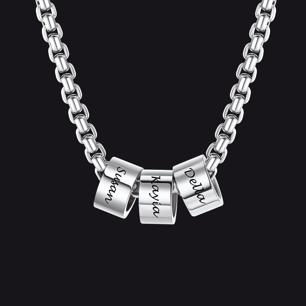 Customized Engraved Name Beads Chain Necklace for