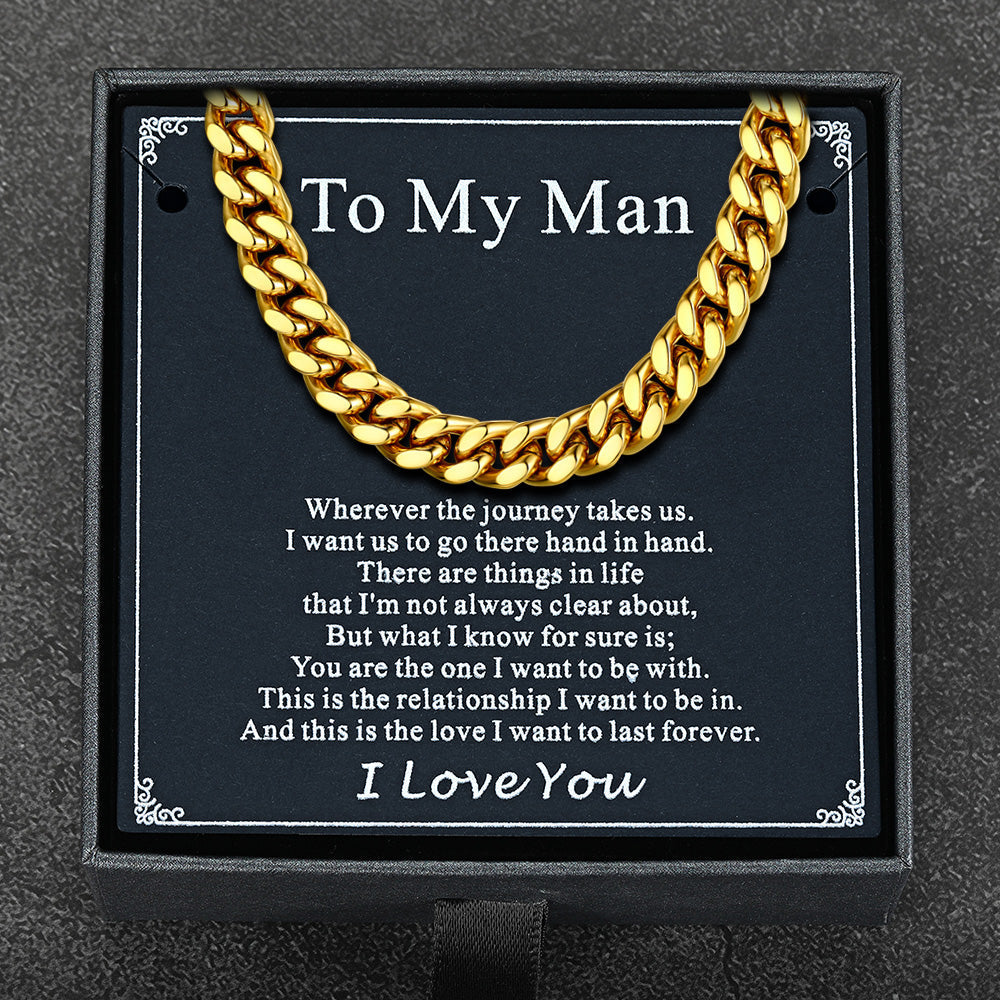 To My Man Miami Cuban Link Chain Necklace, Birthday or Anniversary Gift for Him