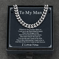 To My Man Miami Cuban Link Chain Necklace, Birthday or Anniversary Gift for Him