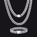 9mm Miami Cuban Chain & Bracelet Jewelry Set for