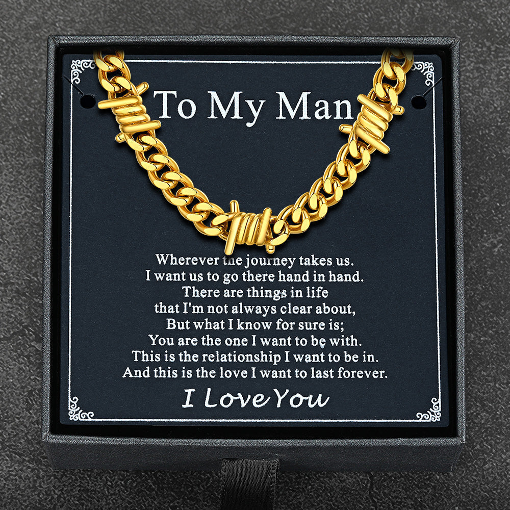 To My Barbed Wire Cuban Chain Choker Necklace Gift for Him
