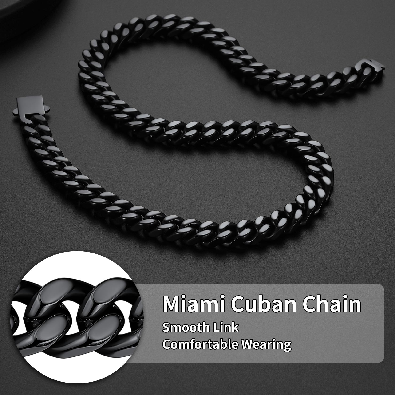 To My Man Miami Cuban Link Chain Necklace, Birthday or Anniversary Gift for Him