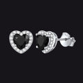 Sterling Silver Birthstone Heart Halo Stud Earrings for