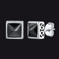 Square Celtic Black Zirconia Diamond Stud Earrings for