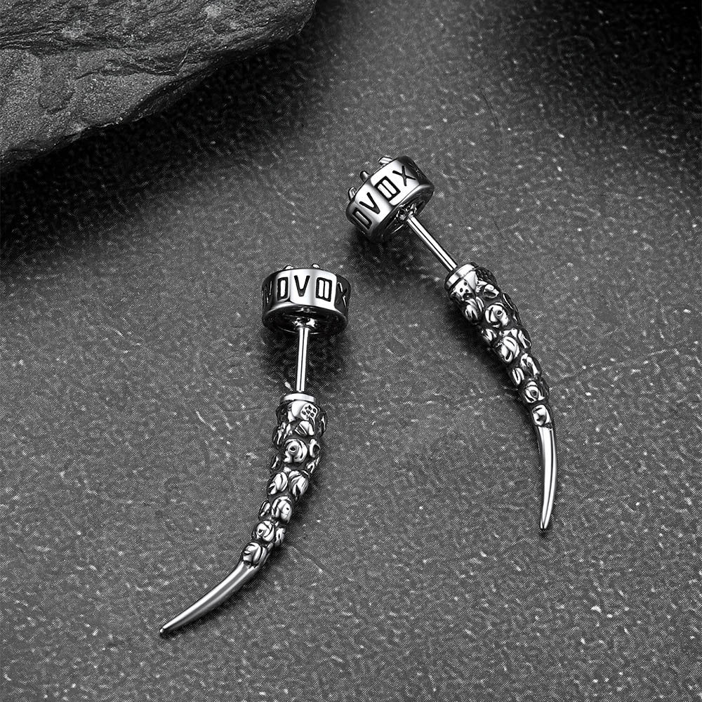 Viking Rune Fang Stud Earrings for ��� Nordic Star Cz Earrings