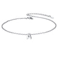 Sterling Silver Initial Cable Chain Ankle Bracelet for