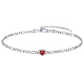 Personalized Sterling Silver Birthstone Dainty Heart Anklet for