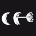 Sterling Silver Moon Stud Earrings for